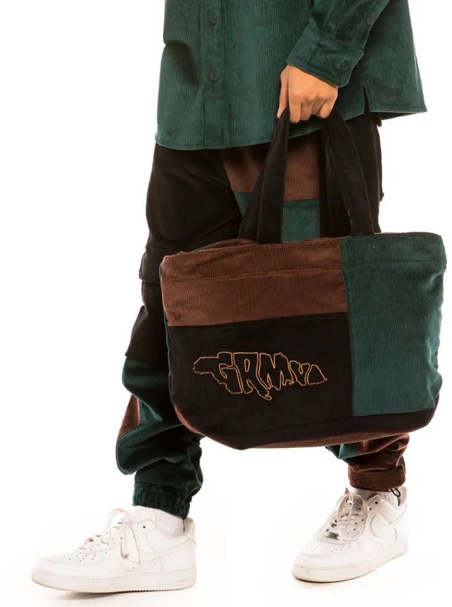 Grimey Aged Rum Corduroy Stoffentas Groen