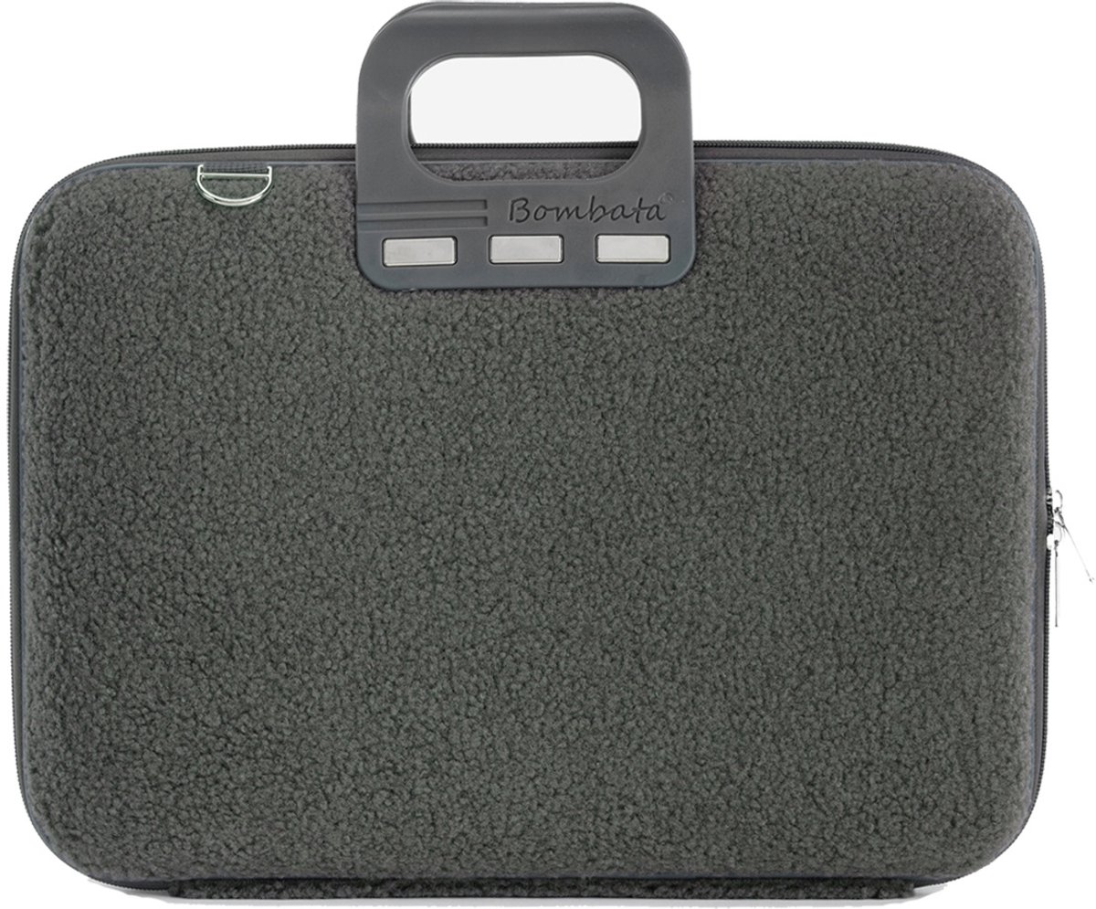 Bombata Teddy Universele Laptoptas 15 / 15,6 / 16 inch – Teddy Stof – Met Schouderriem – Grijs