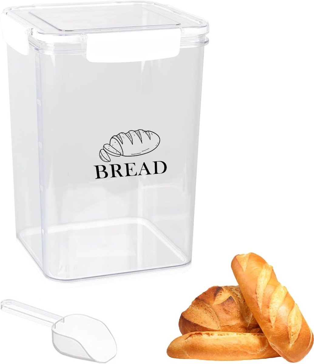 Airtight Broodopslag met Deksel, Clip Sluiting, Transparante Plastic Opbergdoos voor Brood, Toast, Broodjes en Gebak in de Keuken