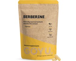GOYU Berberine Extract 400 mg 180 capsules - Berberine HCl uit Berberis aristata - 400 mg per capsule - 60 capsules - Vegan - Zonder toevoegingen - Lab getest - 60 dagen voorraad per zakje