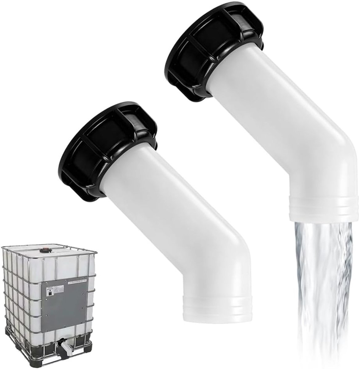 2 stuks IBC-afvoertuit met grove schroefdraad S60 × 6 voor 1000 liter watertanks, IBC-adapter en containeraccessoires voor waterafvoer en tankbeveiliging