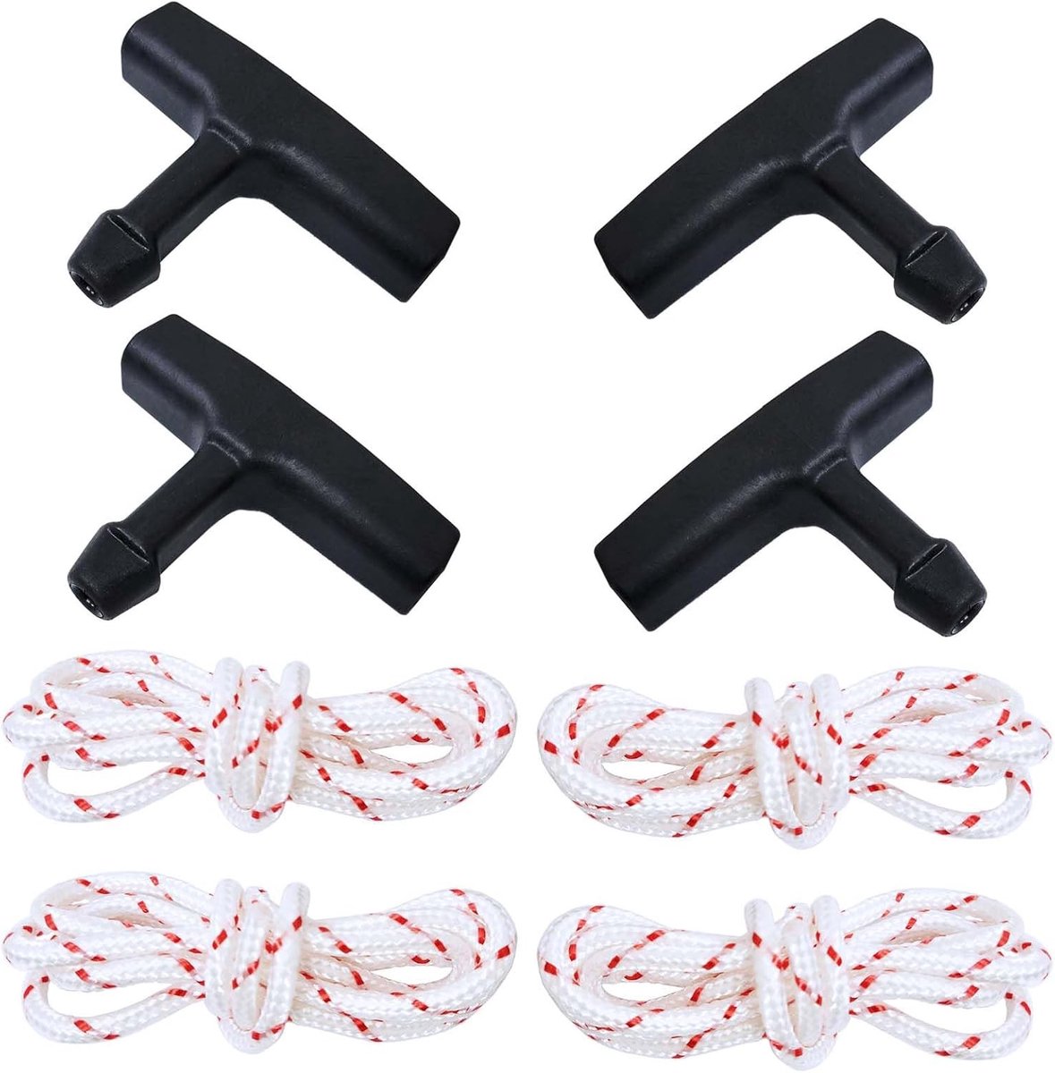Starter Handle Rope Kits met 4 Sets (4.5mm Diameter, 1m Trekkoorden & Zwarte Recoil Starter Grip) Geschikt voor STIHL TS400 TS410 TS420 en Tuinmachines