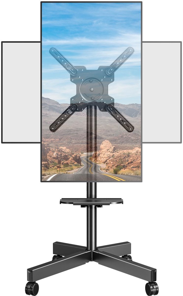 SnelShoppen - Mobiele TV Standaard voor 23-60 Inch Televisies, Hoogte- en Hellingsverstelbaar, VESA 400x400mm, Tot 35 kg, Rolstoel met Draaifunctie
