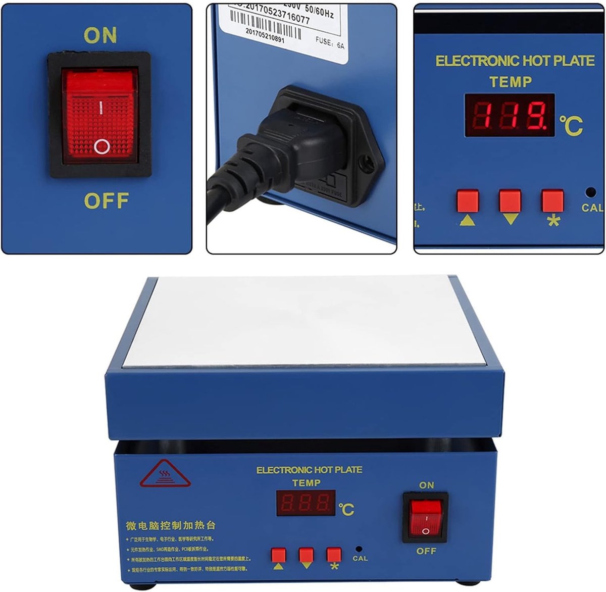 Digitale Elektronische Voorverwarmingsplaat 200 x 200 mm voor Mobiele Telefoon Reparatie, LED Microcomputer Voorverwarming, 110V/220V