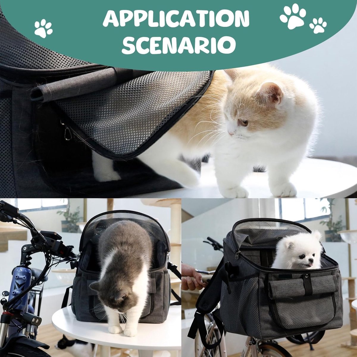 Fietsmand Hond - Hondenmand Fiets - Veilig Vervoer - Met Ritssluiting - Medium - Grijs