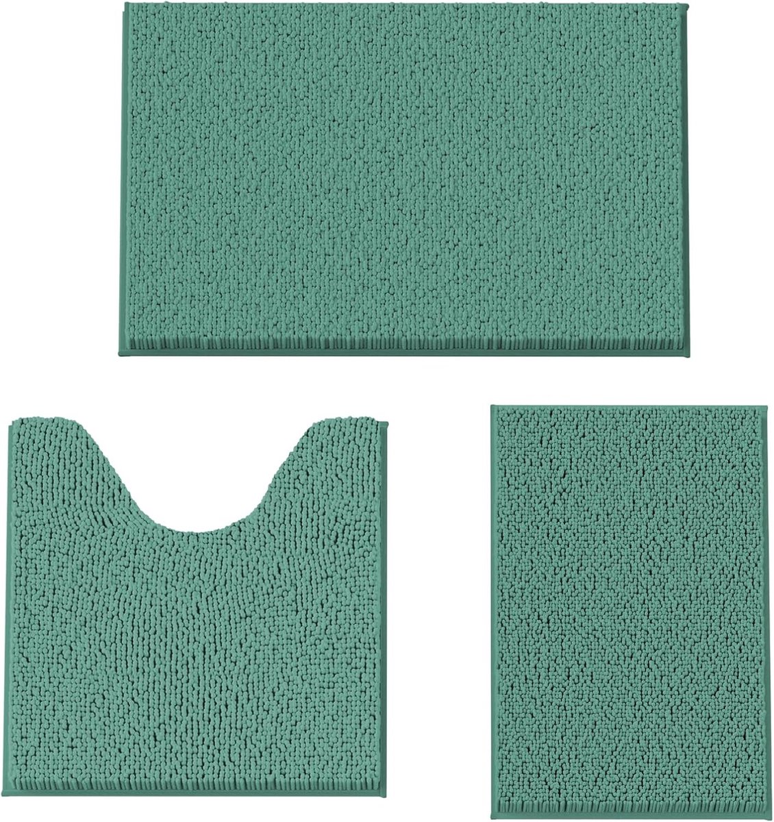 Badmatten set 3-delig 50 x 81 cm - chenille - anti-slip - comfortabel voor de badkamer - ShopVlot