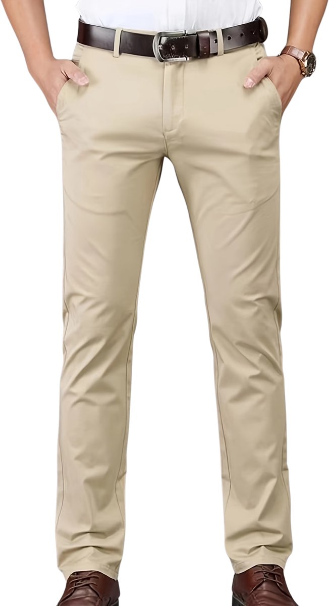 Currero Pantalon Heren Chino Regular Fit Golfbroek Nette Broek Met Elastische Tailleband Volwassenen XXS/XS Abrikoos