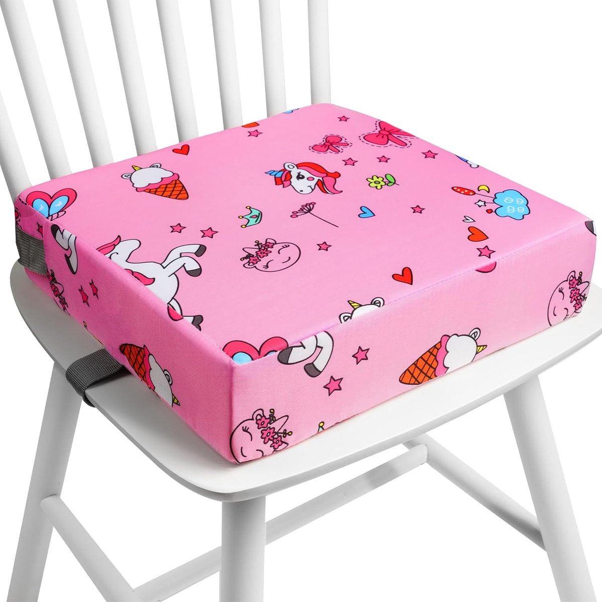 SnelShoppen - Kinder Eetstoel Boosterstoel, Verstelbare Heupbanden, Lichtgewicht en Afneembare Kussen, Cartoon Design, Voor Peuters, Ideaal voor Thuis