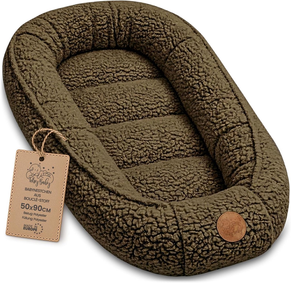SnelShoppen - Cozy Baby Nest Newborn - Zacht en Draagbaar Babynestje voor Wieg, Ledikant en Reis - Comfortabel voor Jongens en Meisjes 90x50cm Bruin