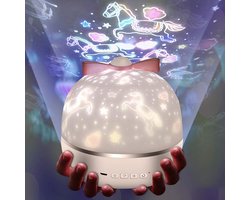 Sterrenhemel Projector Lamp, 360° Roterende 6 Verschillende Projectie Films LED Baby Night Light USB Opladen Ster Licht Projector voor Verjaardagen Halloween Kerstgeschenken Slaapkamer Decoratie (Energieklasse C)