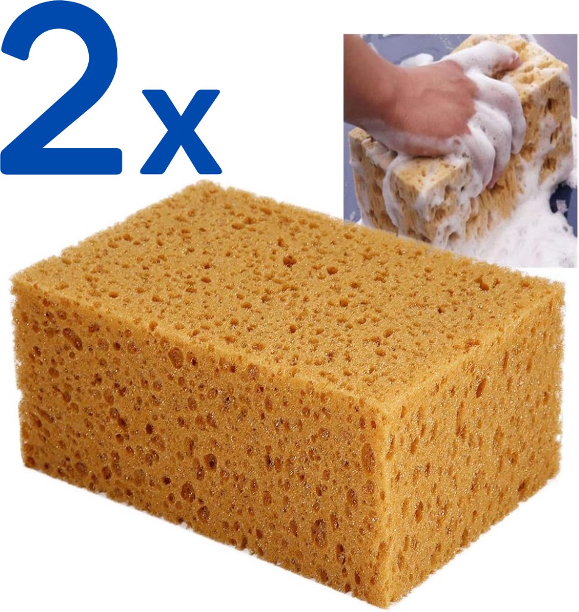 2x Grote Schoonmaakspons - Viscose autospons - Spons - Schoonmaakartikelen - Auto Wassen - Autospons - Zachte spons - 2 Stuks