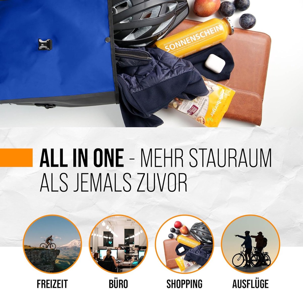 SnelShoppen - Waterdichte Fietstas voor Bagagedrager 25 Liter met Schouderriem - Enkele Tas in Blauw - Ideaal voor Fietsen, Camping en Reizen
