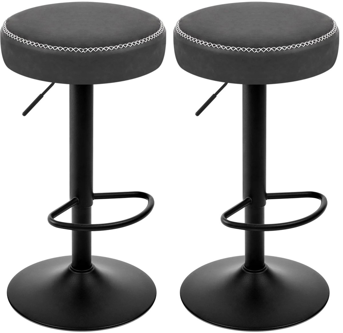 Bresht Barkrukken - Set van 2 - Hoogte Verstelbaar - Draaibaar - Antislip - Waterafstotend - Antraciet - 38,5 × 38,5 × 62-83,5 cm