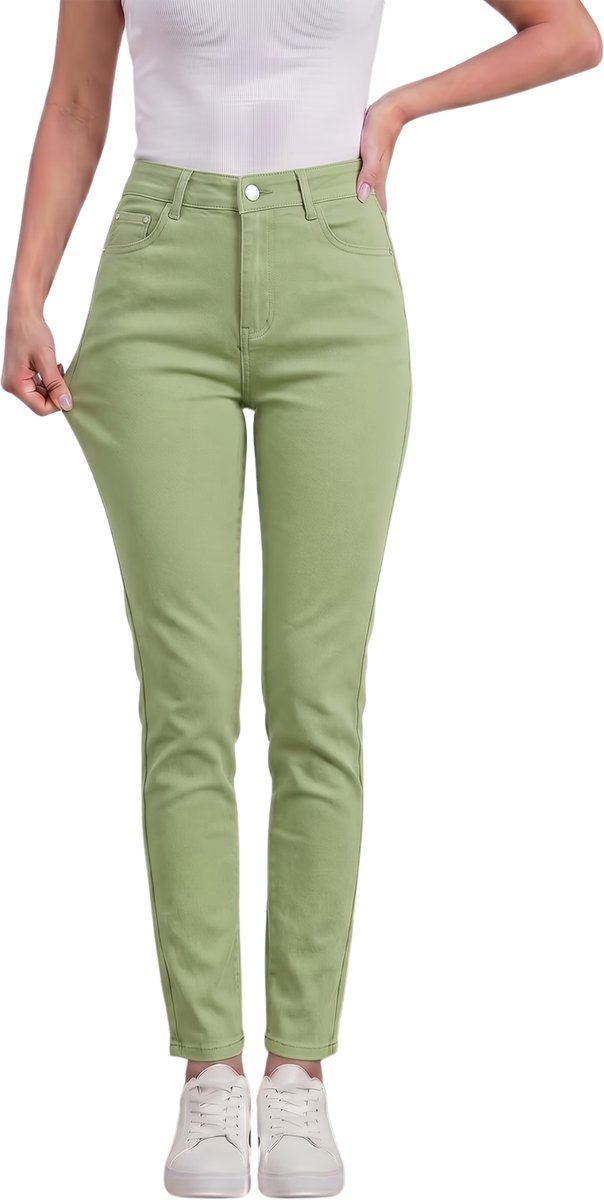 Currero Pantalon Dames Chino Golfbroek Nette Broek Met Elastische Tailleband Volwassenen Geelgroen