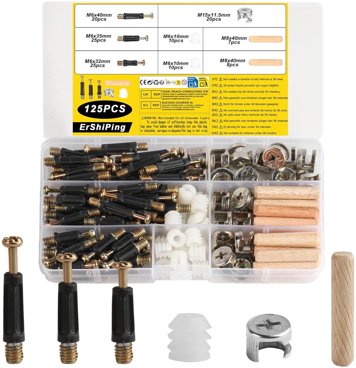 125 stuks 3-in-1 excentrische meubelconnector - ShopVlot