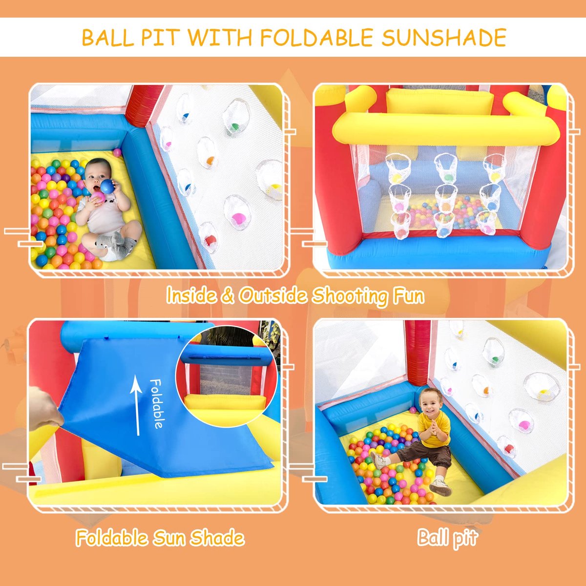 SnelShoppen - Kinderspringkasteel met Ventilator voor Binnen en Buiten - 312×272×200cm - Geschikt voor Kinderen van 3 tot 8 Jaar - Ideaal voor Feesten