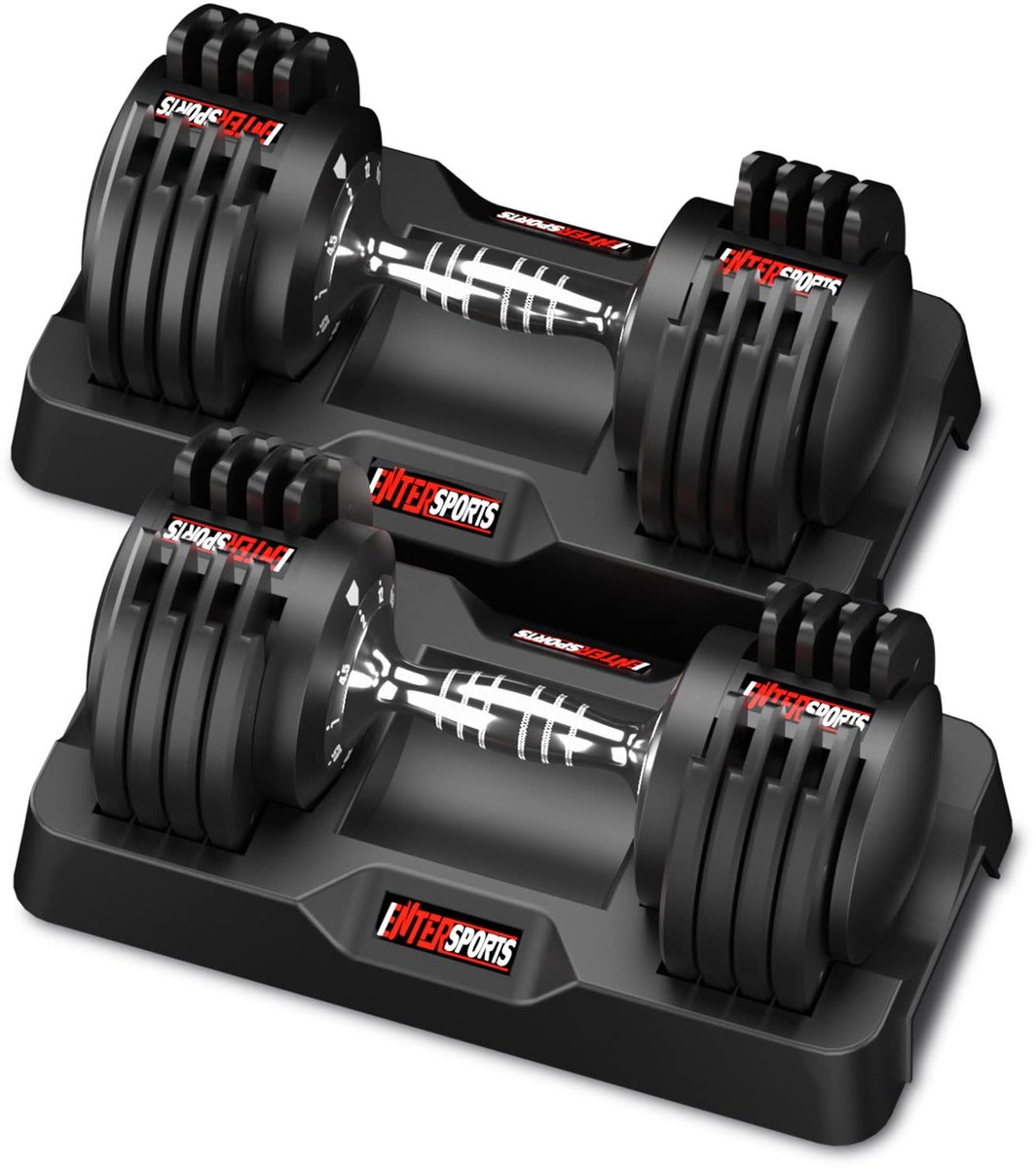 SnelShoppen - 2x Verstelbare Halters 12 kg - Ruimtebesparende Halterset met Antislip Handvat - 5 Gewichtsniveaus voor Thuis, Kantoor en Sportschool -