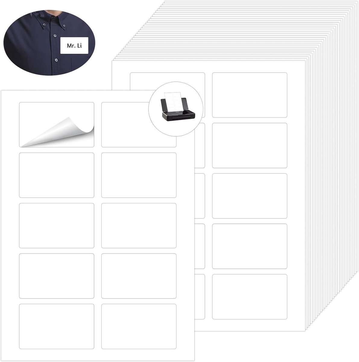 Naamlabels 500 stuks - 80 x 50 mm - zelfklevend - afneembaar voor kleding en voorwerpen - ShopVlot