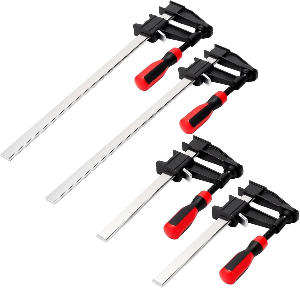 Set van 4 schroefklemmen voor houtbewerking, spanwijdte 300/150 mm, ideaal voor klussen en werkplaatsgebruik