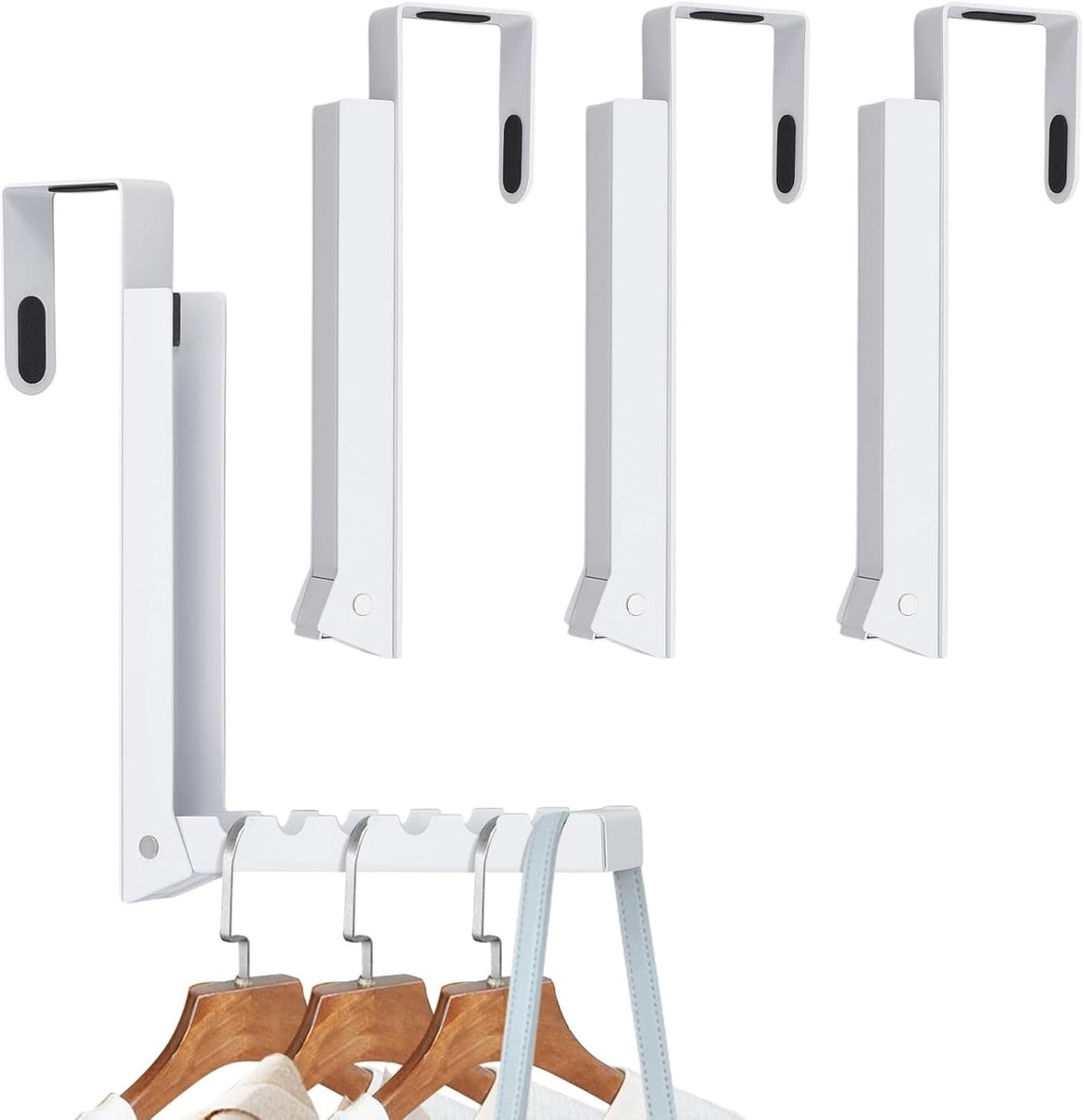 Over de deurhanger set van 4 - Opvouwbare kledingdroogrek en kapstok voor wasgoed, badkamer en slaapkamer, ideaal voor reizen en ruimtebesparing