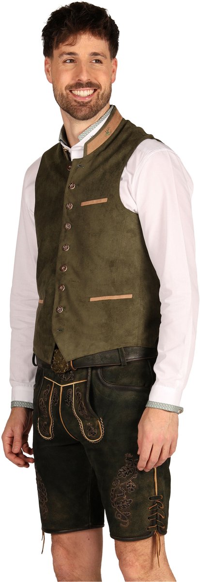 Oktoberfest Trachtenvest - Noah - Donkergroen - Oktoberfest Gilet - Maat XL