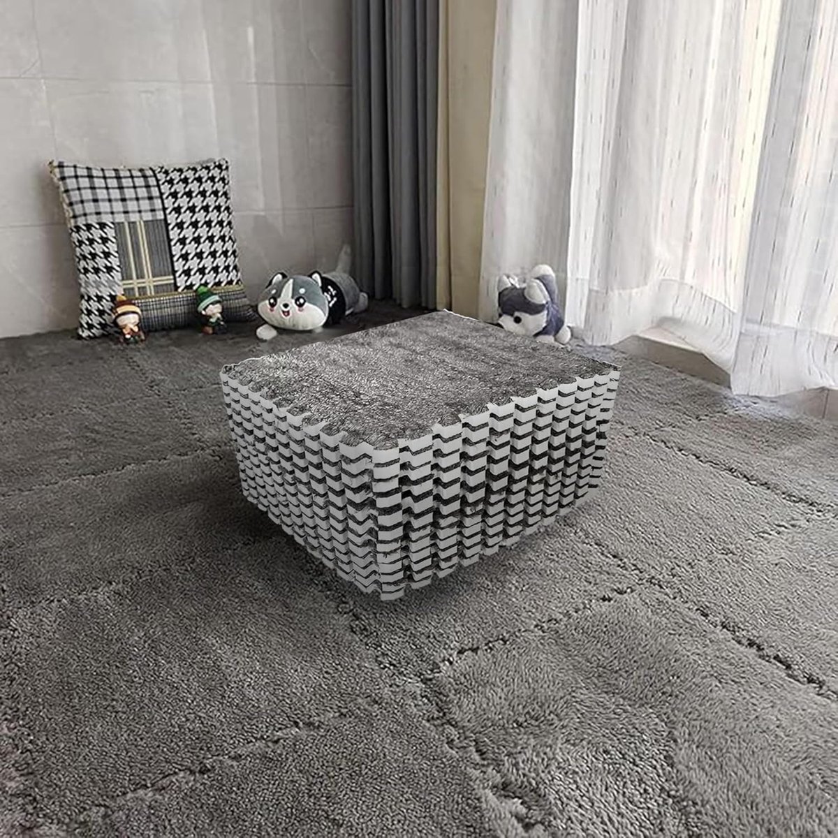 SnelShoppen - 12 Pcs Interlocking Foam Mat - 30x30 cm Puzzle Speelmat - Zachte en Comfortabele Vloertegels voor Woonkamer en Slaapkamer - Ideaal voor
