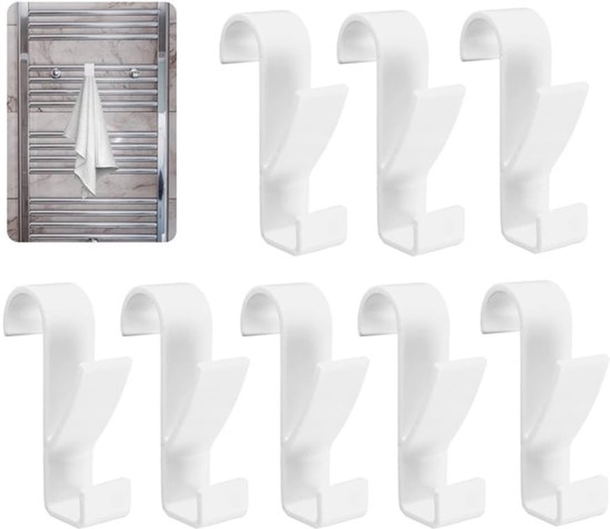 Radiatorhaken 8 stuks - Ronde Handdoekhaken - Handdoekhouder - ABS-kunststof - Transparant - Duurzaam en Roestvrij - Handdoekhaak