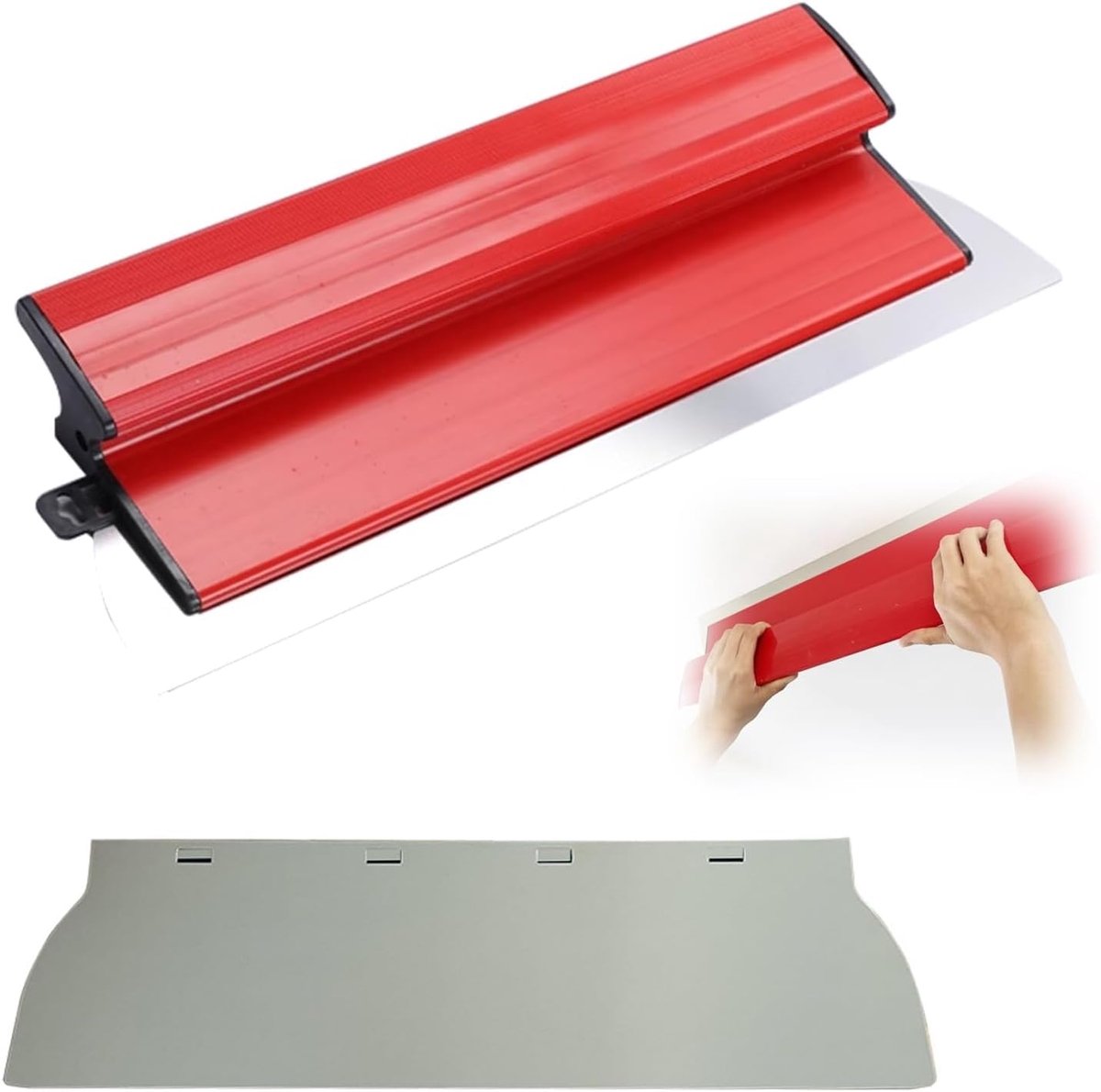 SnelShoppen - Set van 40 cm Z spatula's voor muur- en plafondafwerking, ergonomische kunststof handgreep, roestvrijstalen verwisselbare blad, voor ple