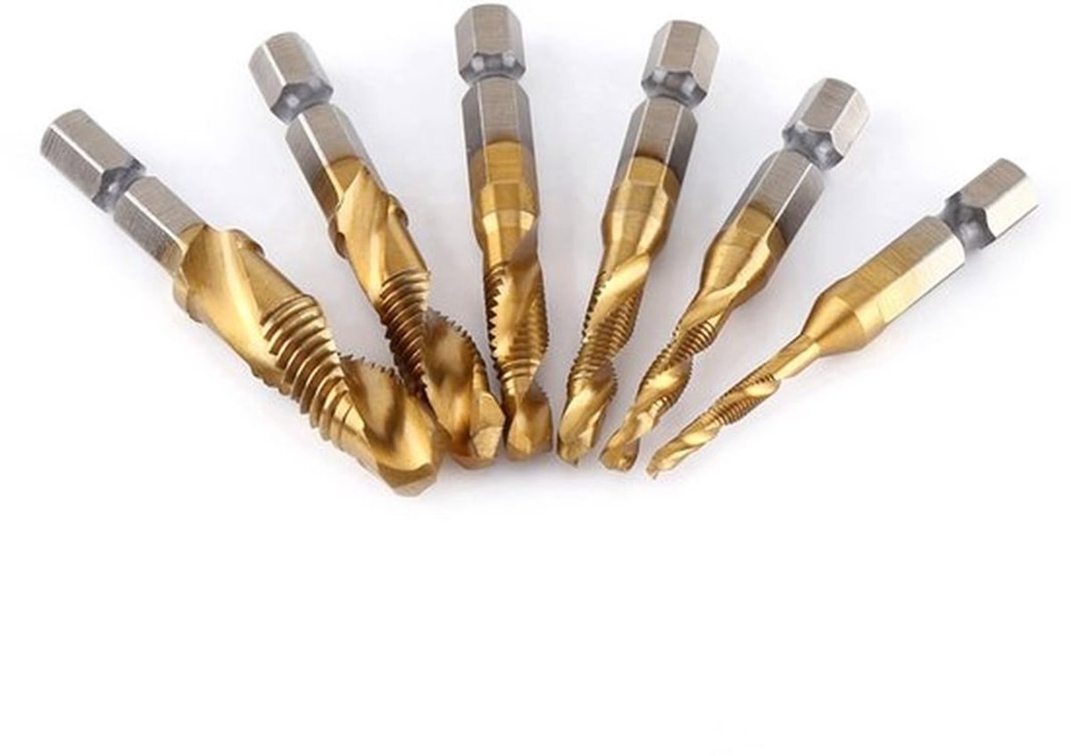 Countersink Tap Drill Bit Set - 6-delige set - Hoogwaardige kwaliteit - Hex shank - Voor M3-M10 - Perfect voor professioneel gebruik