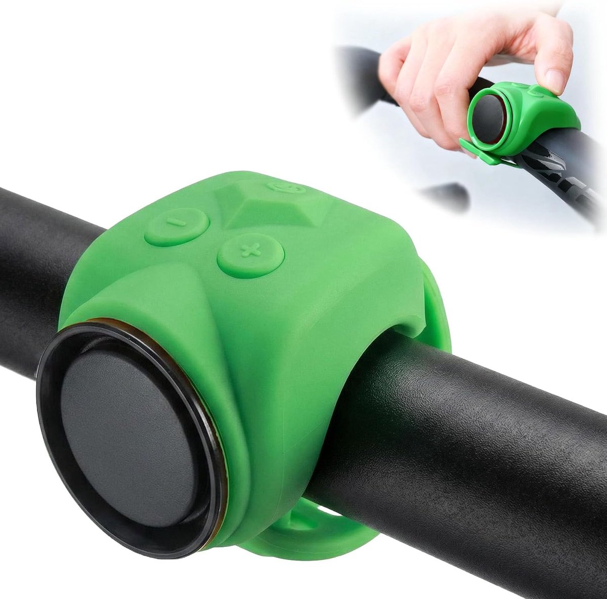 Verpakking van 1 stuk - Elektrische fietshoorn - Hoorn - Fietsbel - Fietsaccessoires - Oplaadbaar - Universele maat - Waterdicht en duurzaam - Ondersteunt Type-C opladen - Geschikt voor diverse fietsen, scooters, rolstoelen, enz. - 100*38*45 mm-Groen