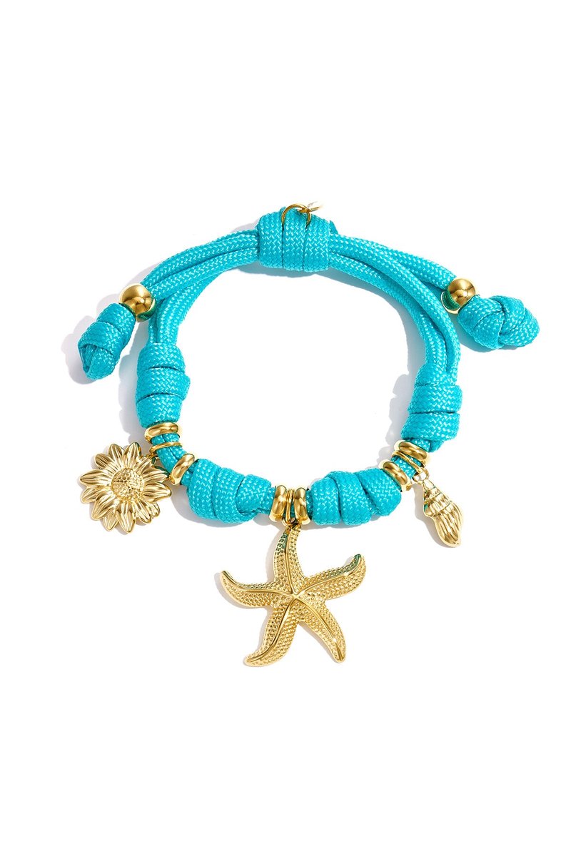 Club Spice - Touw armband met charms - Stainless Steel - - Oceaangroen