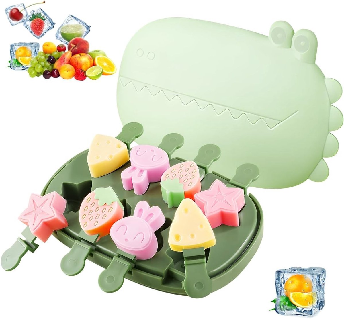 Creatieve IJsblokjesvormen voor Kinderen - 8 Vormen, Herbruikbaar, BPA-vrij, Ideaal voor DIY IJsjes en Verfrissende Snacks