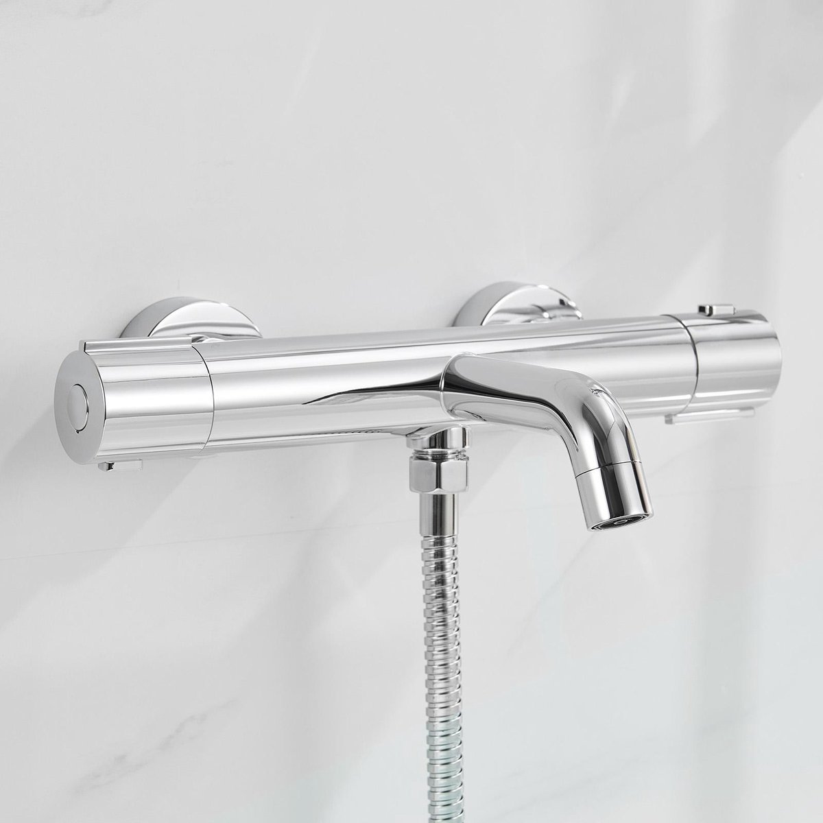 Auralum Max Thermostatische Badkraan - Thermostatische Douchekraan - 15 cm - Waterbesparend - Inclusief koppelingen - Met Omstelling - Chroom