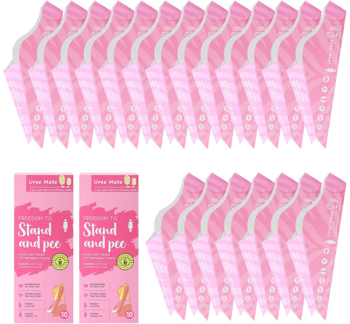SnelShoppen - 40 stuks Draagbaar Urinoir voor Dames, Wegwerp Urinoir, Waterdicht en Compact, Ideaal voor Reizen, Outdoor Activiteiten, Festivals en Ka