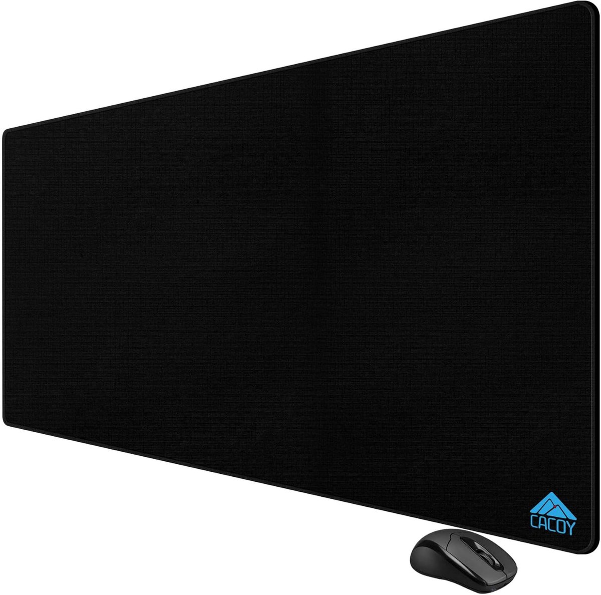 SnelShoppen - Grote gamingmuismat 120x60 cm - Extra grote antislip toetsenbordmuismat met speciaal gestructureerd oppervlak en gestikte randen - Zwart