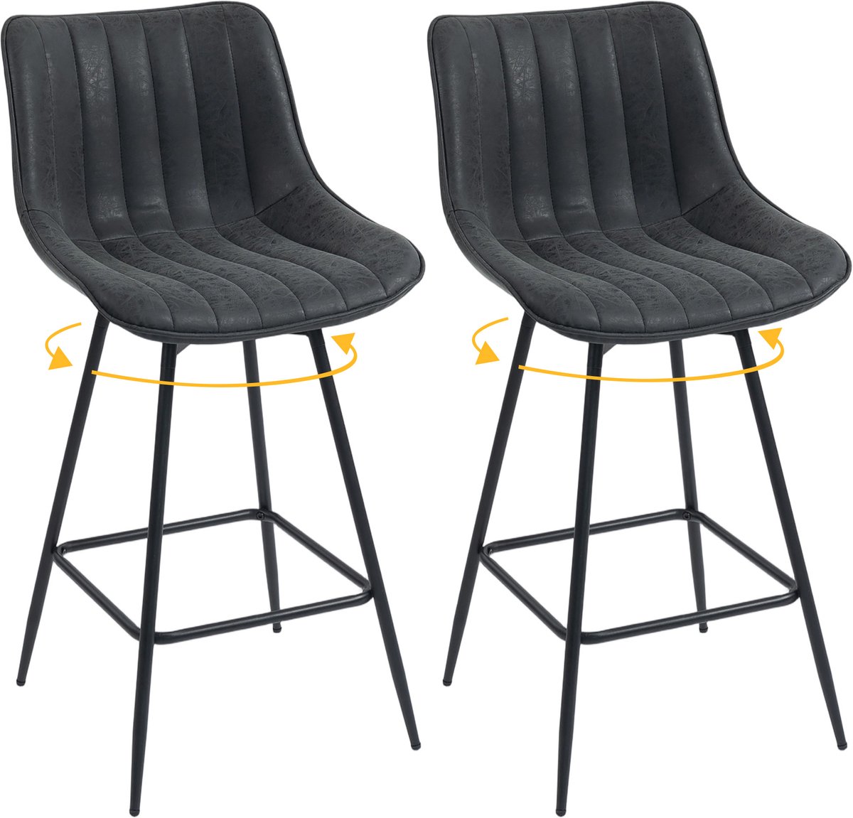 HOMCOM Barstool-PU-54,5L x 47B x 97,5H cm-Schwarz