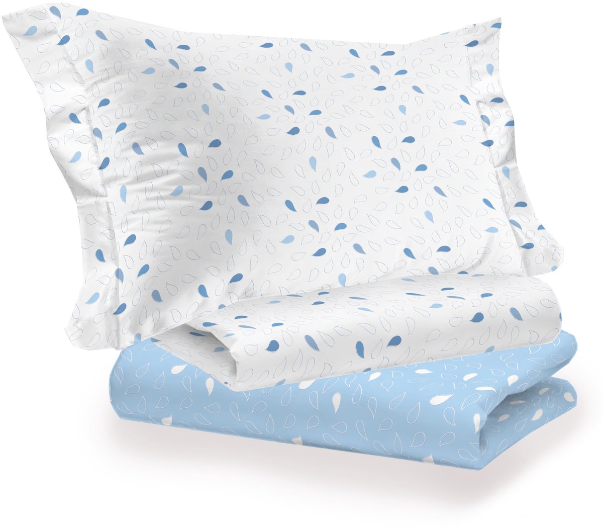 SnelShoppen - Riad Arredo Beddengoedset 100% Italiaans Perkal, Zacht & Delicaat, Goccia Azzurro, Franse Maat, Luxe Slaapkamer, Perfect voor Feestelijk