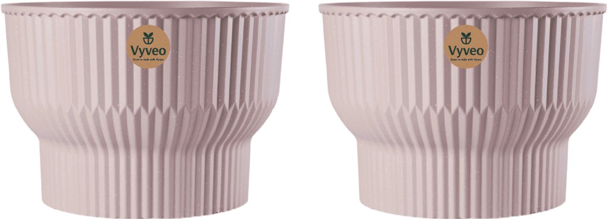 Vyveo - Bloempot Norma - Set van 2 - 35x24 - Taupe - Bloempot voor binnen en buiten - Lichtgewicht - Breukbestendig - Vorstbestendig - UV-bestendig