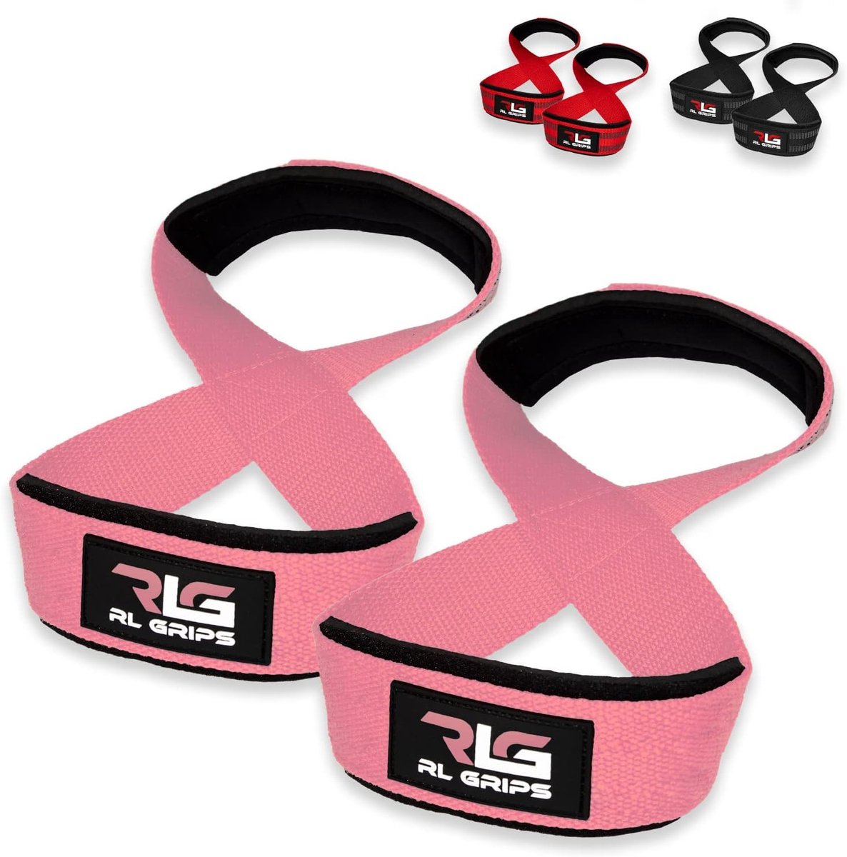 SnelShoppen - 8-Vormige Gewichthefstropen met Padding voor Powerlifting en Deadlift - Gym Straps in Rood, Zwart en Roze voor Fitness en Bodybuilding