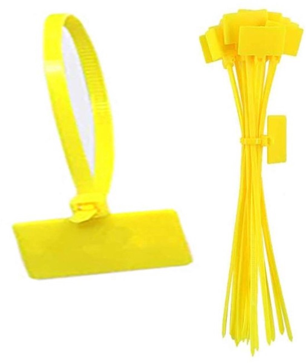 Nylon Kabel Tie Tags - Kabels Organiseren - Geel - Zelfsluitende Marker - Draadbeheer - 250 Stuks - Ideaal voor Thuis en Kantoor