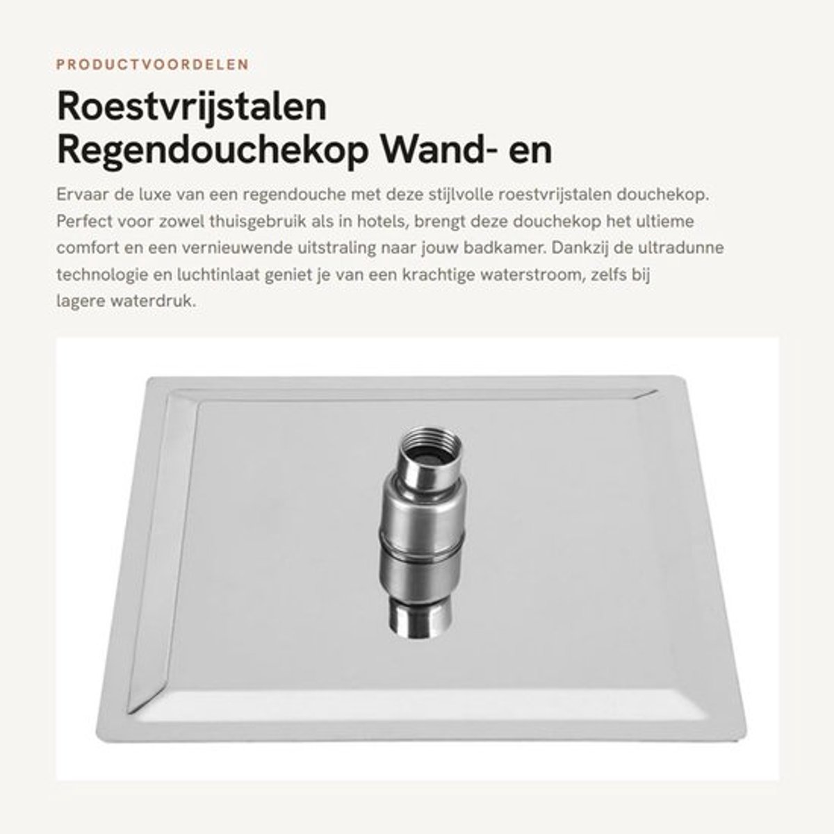 Roestvrijstalen Regendouchekop - Wand- en Plafondmontage - Elegant ontwerp - Gepolijst roestvrij staal - Douchekraan set - Ideaal voor ba...