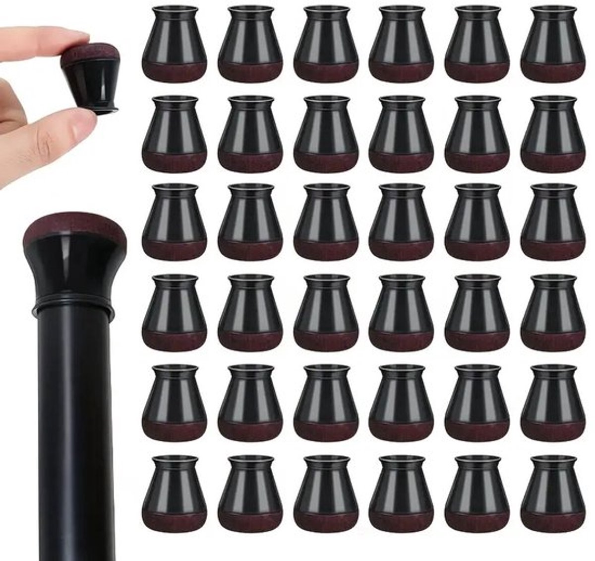 36-delige set vloerbeschermers voor stoelpoten, zwarte siliconen beschermers voor houten v