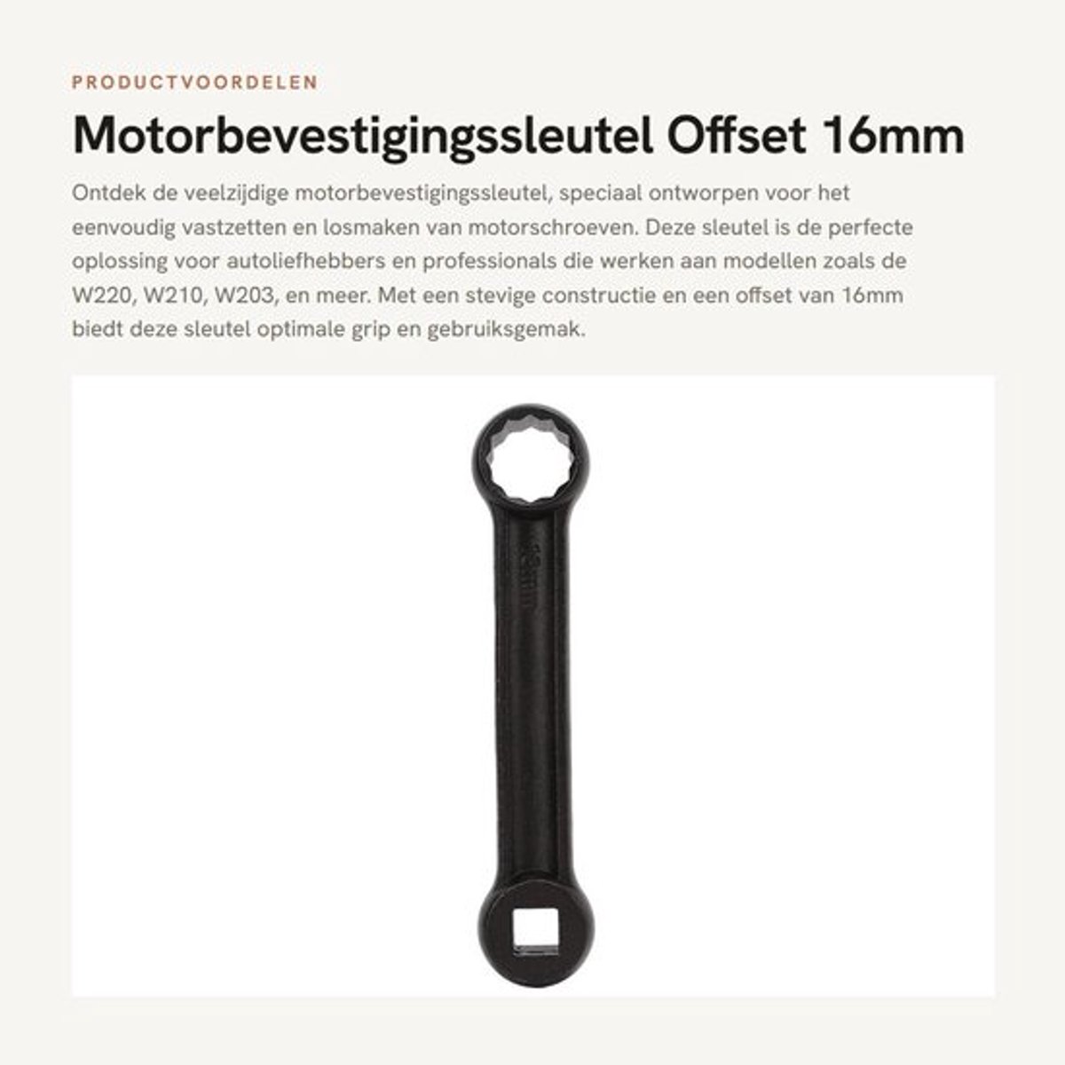 Motorbevestigingssleutel 16mm - Dopsleutel - Vervanging voor Benz W220/W210/W203/W219/W221/W211/W204 - 12-punts - Gemakkelijke toegang - OE-nummer 4693