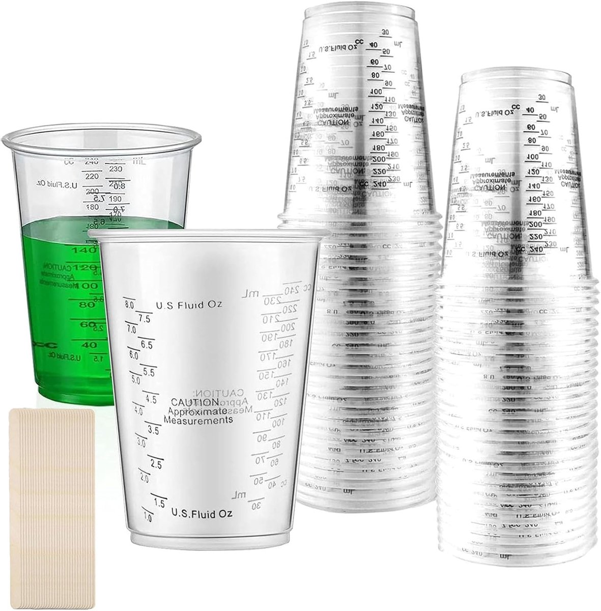 SnelShoppen - Mixing Cup 240 ml, Set van 50 Herbruikbare Maatbekers voor Epoxy, Kunststoffen en Pigmenten, Inclusief 50 Mengstaafjes, Perfect voor Keu