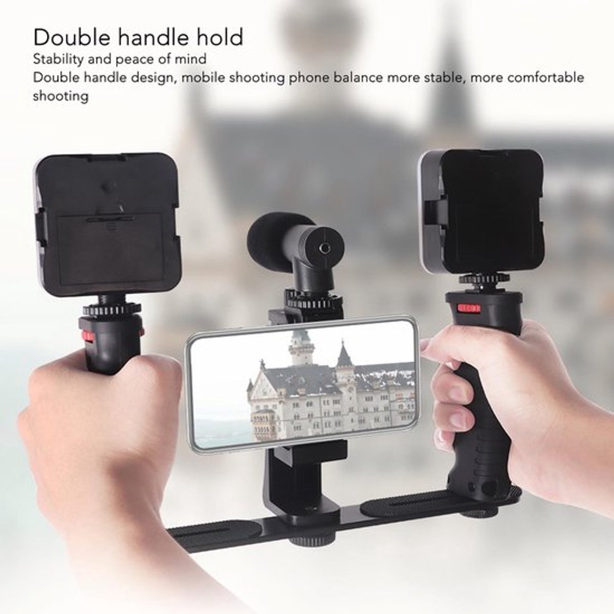 Video Rig - Verstelbare Beugel - Smartphone Stabilizer - Handgreep voor Vloggen - 360 Graden Rotatie - Antislip Grip - Videostabilisator