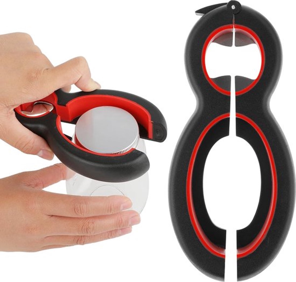 Multifunctionele 6-in-1 Flesopener - Voorzien van Pot- en Blikopeners - 1 stuk - Roestvrij staal