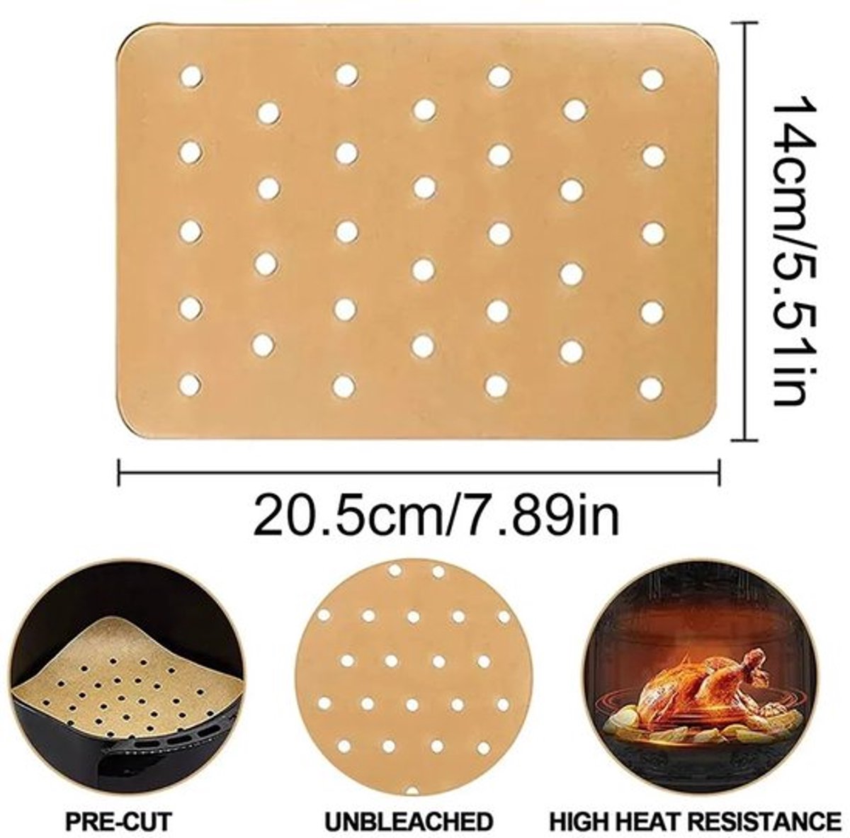 Geschikt voor Ninja Food dual-zone airfryer AF300EU en AF400EU, 300 vellen rechthoekig bakpapier voor de airfryer, formaat 20,5 x 14 cm, accessoires voor de dual-zone airfryer.