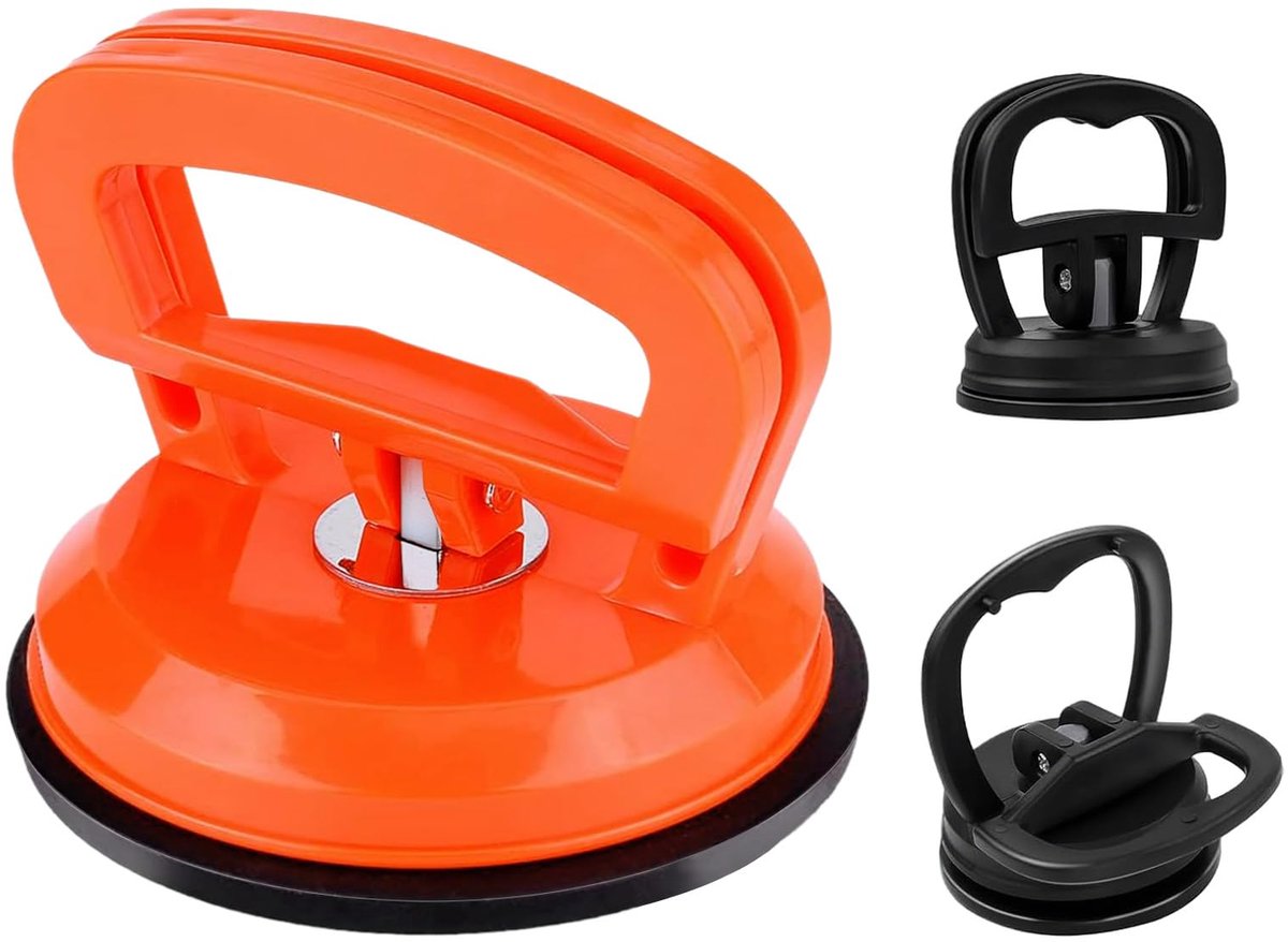 SnelShoppen - Deuktrekker auto 3-delige reparatieset met sterke zuignappen - Deukreparatie voor auto, glas, tegels en gladde oppervlakken, oranje en z