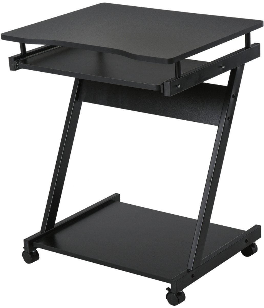 1 stuk - Computertafel met wielen - Mobiele tafel - Computertafel - Sliding Keyboard Tray Holder - Zwart