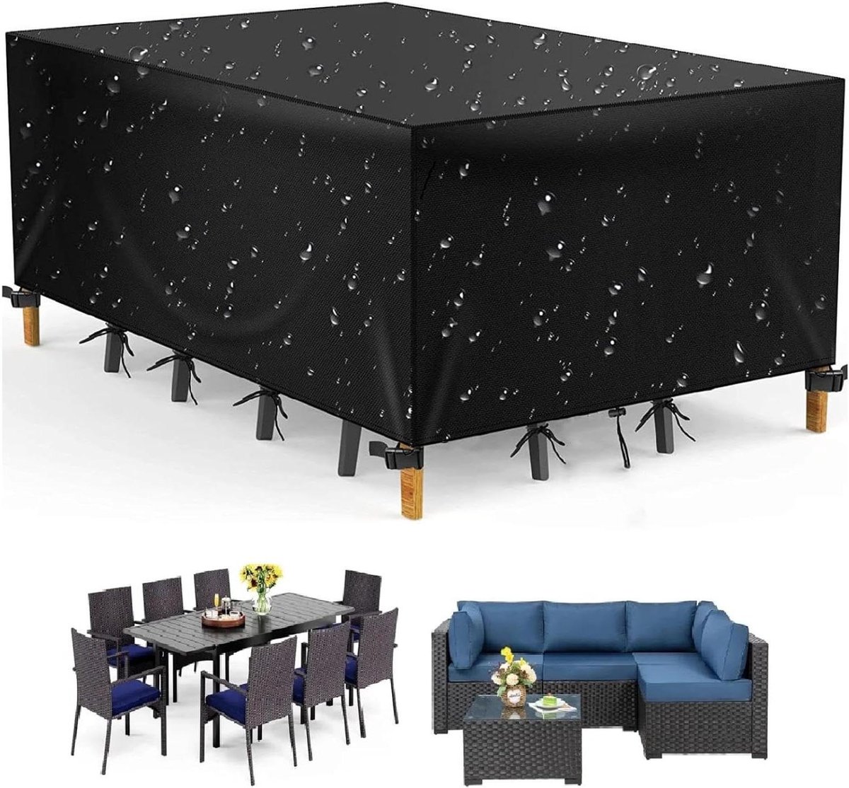 Tuinmeubelhoes - Terrasmeubelhoes Beschermhoes - Meubels Beschermen - Dubbel Gestikt - 130 x 130 x 74 cm - Zwart